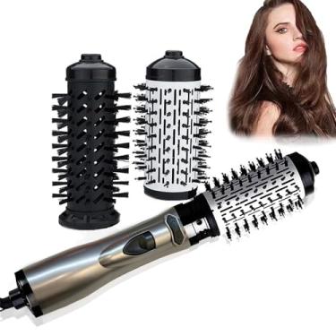 Imagem de Escova 3 em 1 para secador de cabelo com 2 escovas intercambiáveis | Tecnologia iônica anti-frizz para alisar, secar e enrolar | 3 configurações de calor e rotação de 360° (prata)