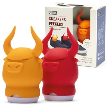 Imagem de Monkey Business Eliminador De Odores Calçados Sneakers Peekers, 2 Sacos Desodorizadores Carvão Bambu Bull Head, Recarregáveis Para Crianças
