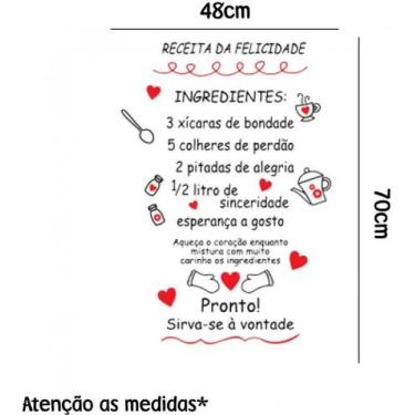 Imagem de Adesivo Geladeira Receita Da Felicidade - Atenção As Medidas - Lojinha