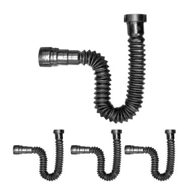 Imagem de Kit 4 Sifão Sanfonado Flex Preto Black Pia Banheiro Cozinha