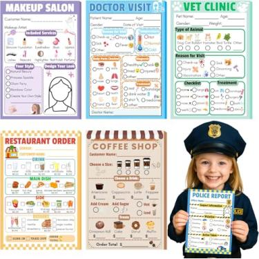 Imagem de PINKEESEA 6 Pack Kids Pretend Play Notepads 4x6 Inch Playtime Pads for Kids 40 Pages Imaginative Role for Toddlers (Role Play)