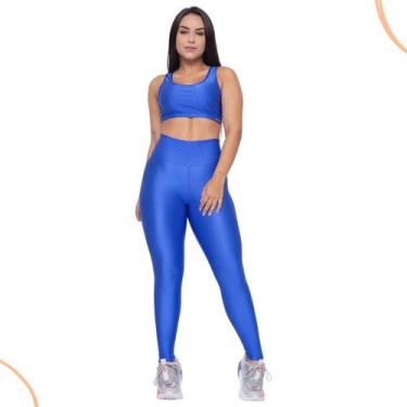 Imagem de Conjunto Fitness Top/Legging Malha Canelado Poliéster - C&M Fitness, A