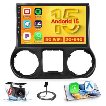 Imagem de Hikity 2 + 64G 10,1 polegadas Android 13 estéreo para carro Jeep Wrangler Radio 2011 2012 2013 2014 com Carplay sem fio Android Auto, rádio de carro Bluetooth, GPS Navi, WiFi, link espelhado, HiFi