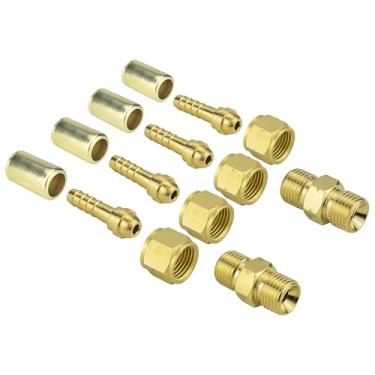 Imagem de SÜA - Kit de reparo para mangueiras de soldagem de identificação Twin Oxy/Fuel 1/10.2 cm com conectores tamanho "B" 9/40.6 cm-18 + acopladores - oxigênio e acetileno/propano