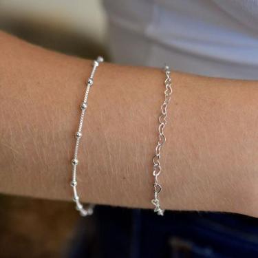 Imagem de Kit pulseiras Banhadas Prata 925 Bolinha e Elo Coração - Papillon Semi