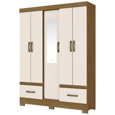 Imagem de Roupeiro 05 Portas 02 Gavetas Nature/Off White - Briz - Henn