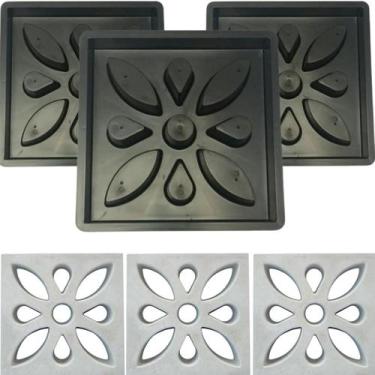 Imagem de Conjunto 3 Formas Plasticas p Fabricação Artefato Concreto 39x39x7 Blo