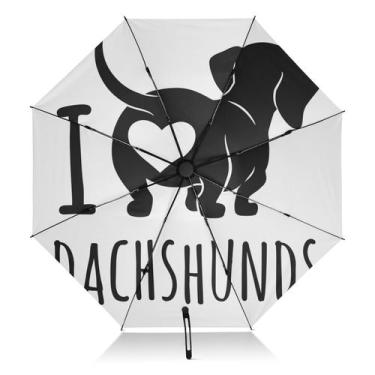 Imagem de Guarda-chuva dobrável SLHKPNS, silhueta de cachorro fofa para mulheres