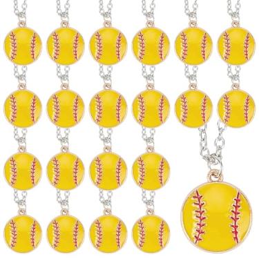 Imagem de DELORIGIN Colar esportivo de softball, 48 peças, pingente de liga de amizade, corrente de softball, temática esportiva, softball, torcida, beisebol, voleibol, acessórios de time, lembrancinhas de