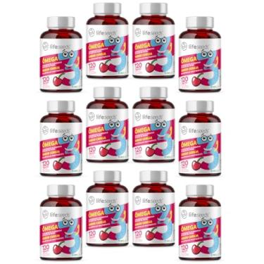 Imagem de Ômega 3 Mastigável Sabor Cereja Epa Dha - Certificação Internacional MEG-3 – 12 Potes – 1440 Cápsulas