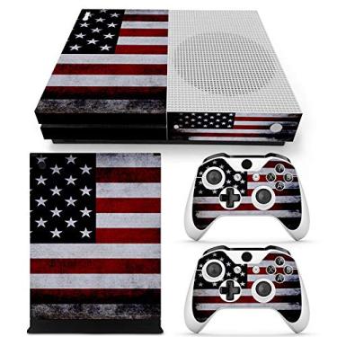 Imagem de DAPANZ Adesivo de vinil com bandeira americana para console Xbox One S + 2 controles, American Flag(A)