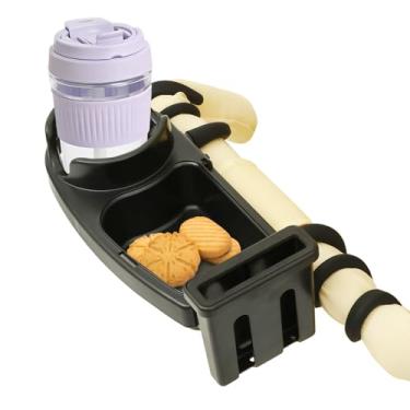 Imagem de Bandeja de lanche universal 3 em 1 para carrinho de bebê com pegador de braço de silicone flexível, bandeja de lanche de plástico para carrinho de bebê, suporte removível resistente ao desgaste para
