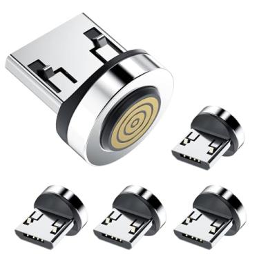 Imagem de Bojianxin Cabeças magnéticas de ponta de conector micro USB [pacote com 5] Adaptador magnético compatível com cabo de carregamento magnético de 7 pinos, adaptador de carregador magnético giratório de