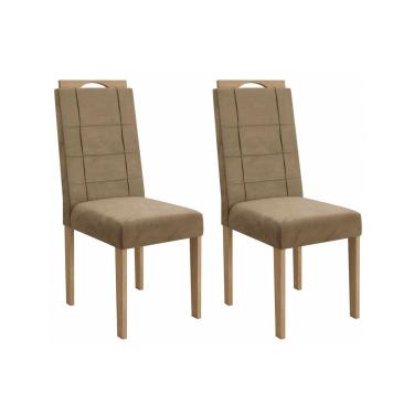 Imagem de Cadeira de Cozinha 2CAD150EA Kit 2 Un Carvalho/Suede Bege - Kappesberg