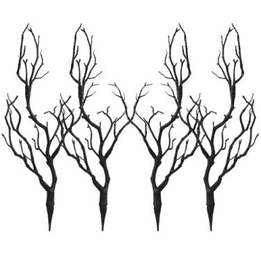 Imagem de DOITOOL 4 ramos de árvore secos de chifres artificiais, 33,8 cm, galhos de árvore de plástico preto para Natal, Halloween, festa de casamento, decoração de casa, preto