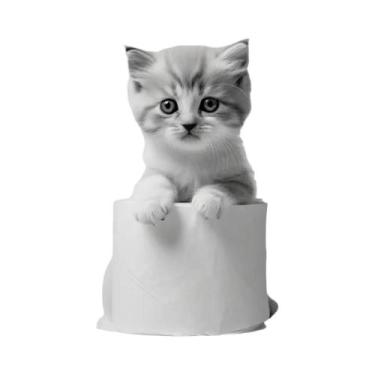 Imagem de Pôster De Papel Higiênico Com Animais Fofos Em Preto E Branco, Pintura