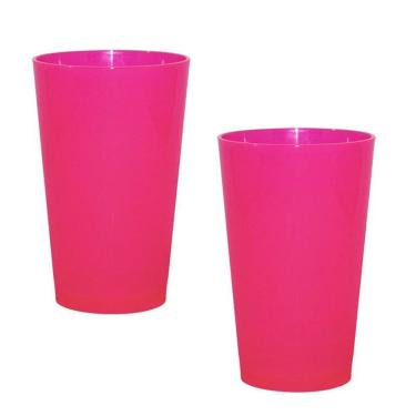 Imagem de Kit 2 Copos Cancun Rosa Neon 320Ml Plástico Premium