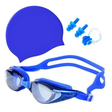 Imagem de Kit Óculos Touca Silicone Protetor Nasal Aurícular Natação Profissiona