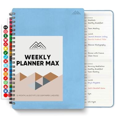 Imagem de Agenda 2025. Planejador semanal, mensal e diário espiral de 21,6 cm x 28 cm - Organize todas as 52 semanas - aumente a produtividade e organize-se - Loja de produtividade (azul)