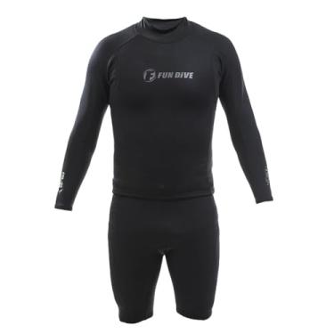 Imagem de Fun Dive Conjunto de Neoprene, Camiseta Manga Longa COL-05 e Bermuda SHORT-01, Preto, Para Esportes Aquáticos, Mergulho e Surf (Preto, XX-Grande)