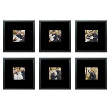 Imagem de Kit 6 Quadros Porta Retrato Foto 10x10 Paspatur Preto 20x20 - SHD Sole