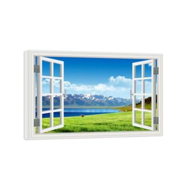 Imagem de Falsas Janelas Paisagens Impressões em Tela-Montanha Lago-Quadro Arte Moderna-Natureza Pintura Pronta para Pendurar Tela Embrulhada 20x30cm