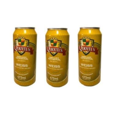 Imagem de Cerveja Weiss Queens 473 ml - Kit com 3 latas - Queen's Cervejaria
