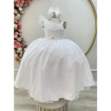 Imagem de Vestido Infantil Longo Branco Luxo para Formaturas e Daminhas - Fabulo