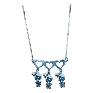 Imagem de Colar Gargantilha Prata 925 Pingente Canga 3 Filhos Corações
