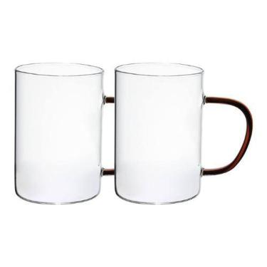Imagem de Caneca de Vidro C/Alça Fun Ambar Wolff - 2 unidades