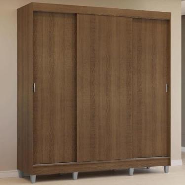 Imagem de Guarda-roupa Casal Com Pés 3 Portas De Correr Rustic Reno Madesa Rusti