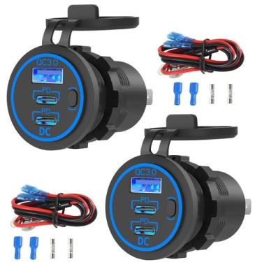 Imagem de Pacote com 2 carregadores de carro TIANWIDJEW USB C 78 W Dual 30 W PD 