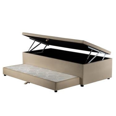 Imagem de Cama Box Baú Solteiro com Cama Auxiliar 3 em 1 S. Design - 88x188 - bege