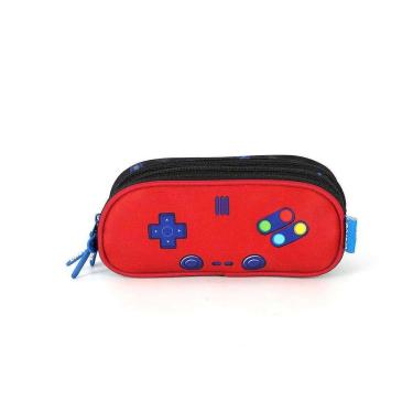 Imagem de Estojo Escolar Triplo Luxcel Up4You Game Preto e Vermelho-Masculino