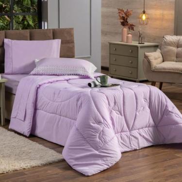 Imagem de Kit Edredom SOLTEIRO 02 Peças Liso Florença Guipir Dupla Face com Fron