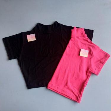 Imagem de Kit 2 Cropped Feminino Gola Alta Manga Curta - MARISLOIRO, Rosa, P