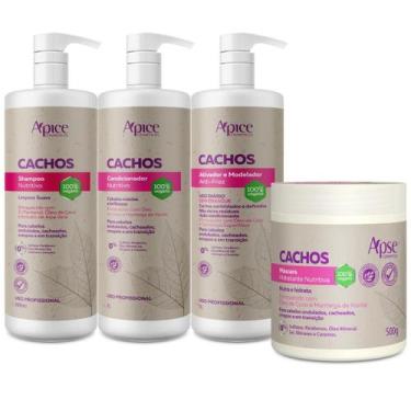 Imagem de Kit Apice Cachos Nutritivo Shampoo 1L Condicionador 1L Ativador Modela