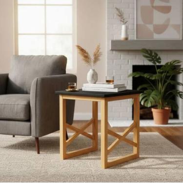 Imagem de Mesa Lateral Sala Quadrada Apoio Mesinha - 3 cores - D'ELFOS DECORAÇÕE