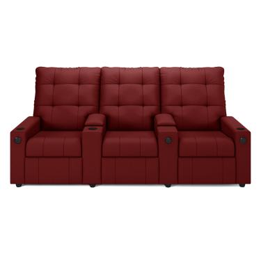 Imagem de Poltrona Reclinável Para Cinema Parma 3 Lugares Baú USB Veludo Vermelho FH1 - D'Rossi