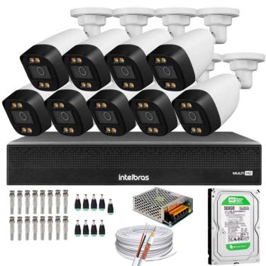 Imagem de Kit 9 Câmeras Segurança FullColor Visão Noturna Colorida Dvr Intelbras 1016c Hd 500gb