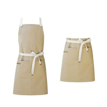 Imagem de Avental Bege Cintura Algodao Cafeteria Bar Vegano SPA 2un
