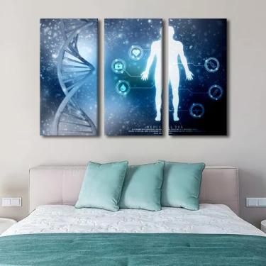Imagem de Arte de parede em tela grande, fios de DNA, pintura em tela, arte de parede, figura masculina, decoração de parede, arte para paredes domésticas, arte de parede emoldurada, decoração de parede, arte