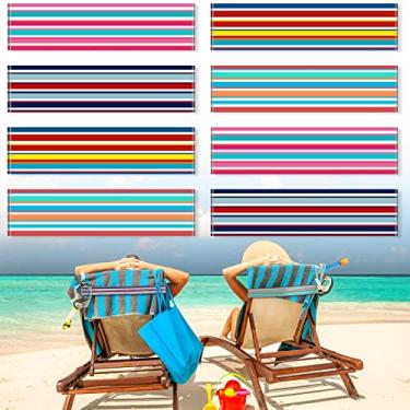 Imagem de Boao Pacote com 8 faixas de toalha para cadeira de praia, piscina e cruise Essentials, elásticas e à prova de vento, clipes para cadeira de toalha, suporte de alça para lounge, acessórios de navio de
