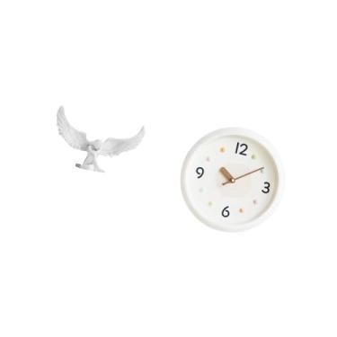 Imagem de Fenteer Estátua de Anjo com Asa de Resina, Artesanato, Decoração, Ornamento, Escultura de Anjo, Relógio de Parede Moderno, Redondo, Silencioso, Grandes Número