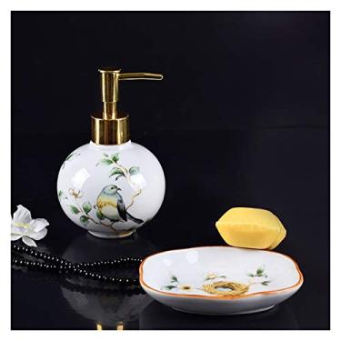 Imagem de Dispensadores de sabonete líquido de cerâmica americana conjunto de saboneteira garrafa de loção garrafa separada de duas peças caixa de sabão de banheiro loção dispensadores de sabão (cor: C)