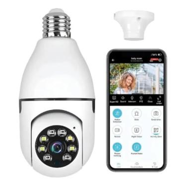 Imagem de Câmera Lâmpada de Segurança 360° Wi-Fi IP com Visão Noturna, Sensor de Movimento, Áudio Bidirecional – Instalação Fácil – Uso Interno e Externo PREMIUM