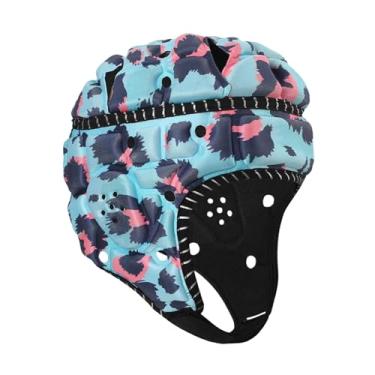 Imagem de simhoa Capacete de Rugby Boné Esportivo Scrum Cap Anticolisão Confortável Protetor de Cabeça Infantil para Rugby para Treinamento de Futebol Americano de, Azul Roxo