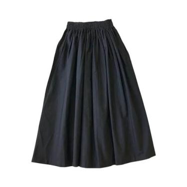 Imagem de Saia Longa Plissada Branca Feminina De Cintura Alta, Comprimento Até O