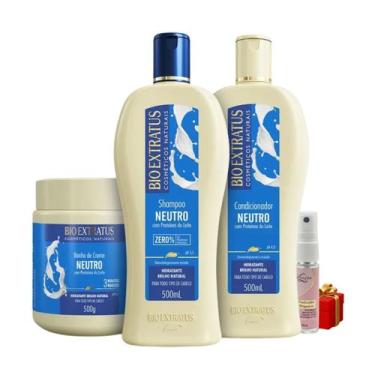 Imagem de Kit 1 Shampoo 1 Condicionador 1 Banho creme Brilho Natural Neutro 500 