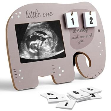 Imagem de Aosemili Porta-retrato ultrassom para ultrassom com contagem regressiva do bebê, semanas, anúncio de gravidez, presente de revelação de gênero do bebê - Presentes de recordação da nova mamãe, grávidas